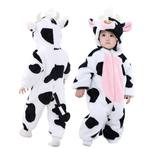 Doladola Baby Katzen kinder kostüm für karneval halloween Tier Jumpsuit für mädchen und Junge(Kuh, Größe (Alter 24-30 Monate)) von Doladola