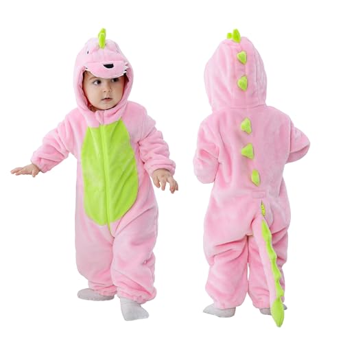 Doladola Baby Katzen kinder kostüm für karneval halloween Tier Jumpsuit für mädchen und Junge(Rosa Dinosaurier, 0-3 Monate) von Doladola