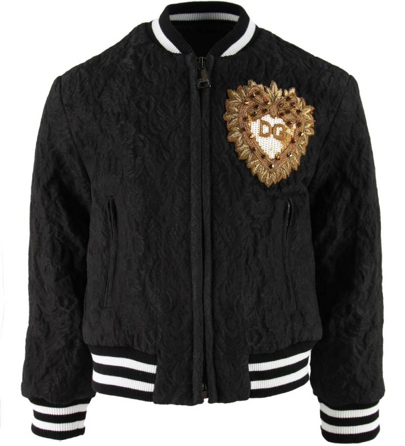 Dolce & Gabbana Bomberjacke - Schwarze Spitze m. Aufnäher - Dolce & Gabbana - 8 Jahre (128) - Übergangsjacken von Dolce & Gabbana