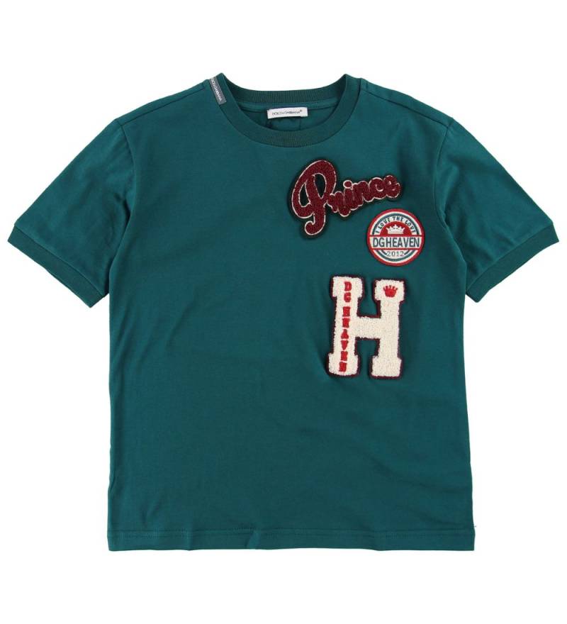 Dolce & Gabbana T-Shirt - Petrolgrün m. Aufnäher - Dolce & Gabbana - 6 Jahre (116) - T-Shirts von Dolce & Gabbana