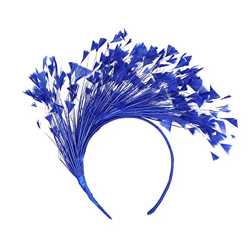 DolceTiger Bunt Feder Stirnband Haarband Fascinator Stirnbänder Karneval Accessoire Kopfschmuck Feder Haarreif Feder Kopfbedeckung Kostüm für Karneval Halloween Cocktailparty Teeparty (Blue) von DolceTiger