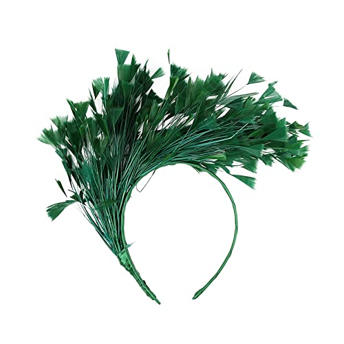 DolceTiger Bunt Feder Stirnband Haarband Fascinator Stirnbänder Karneval Accessoire Kopfschmuck Feder Haarreif Feder Kopfbedeckung Kostüm für Karneval Halloween Cocktailparty Teeparty (Green) von DolceTiger