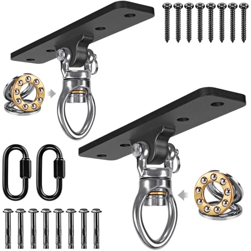Dolibest 2 x Schaukelaufhänger, robuste Boxsack-Haken-Halterungs-Set, Drehlagerkarabiner für Wandbalken, Boxen, schwere Tasche, Hängematte, Schaukelstuhl, bis zu 408 kg von Dolibest