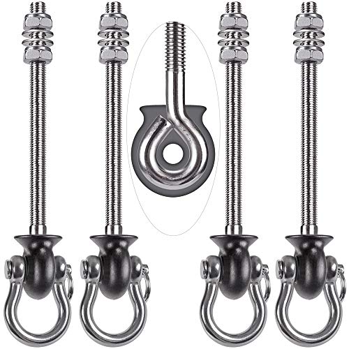 Dolibest 4er Schaukelhaken Holzbalken, Hängematte Befestigung M8 Schwerlast Hängesessel Aufhängung Betondecke 245mm Edelstahl Drehbar Boxsack Deckenhalterung ösenhaken zum Schrauben, Bis 680kg von Dolibest