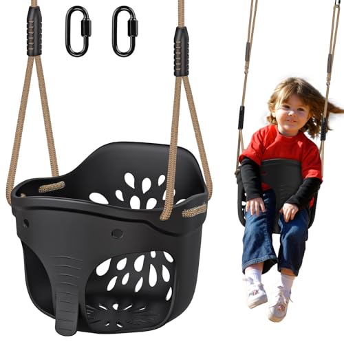 Dolibest Schaukel Kinder, Indoor Outdoor Babyschaukel Weichen Plastik Schaukelsitz Spielplatz Gartenschaukel Eimer Schaukel mit 130-200cm Verstellbar Seil für Kleinkind 1-3 Jahre,Schwarz Elefant/272kg Dolibest Schaukel Kinder, Indoor Outdoor Babyschaukel Weichen Plastik Schaukelsitz Spielplatz Gartenschaukel Eimer Schaukel mit 130-200cm Verstellbar Seil für Kleinkind 1-3 Jahre,Schwarz Elefant/272kg von Dolibest