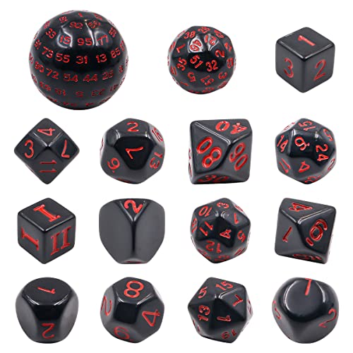 DollaTek 15-teiliges komplettes polyedrisches Würfelset D3-D100 Spielwürfelset für Rollenspiele, Tischspiele, Schwarz und Rot DollaTek 15-teiliges komplettes polyedrisches Würfelset D3-D100 Spielwürfelset für Rollenspiele, Tischspiele, Schwarz und Rot von DollaTek