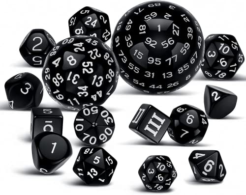 DollaTek 15-teiliges komplettes polyedrisches Würfelset D3-D100 Spielwürfelset für Rollenspiele, Tischspiele, Schwarz und Weiß DollaTek 15-teiliges komplettes polyedrisches Würfelset D3-D100 Spielwürfelset für Rollenspiele, Tischspiele, Schwarz und Weiß von DollaTek