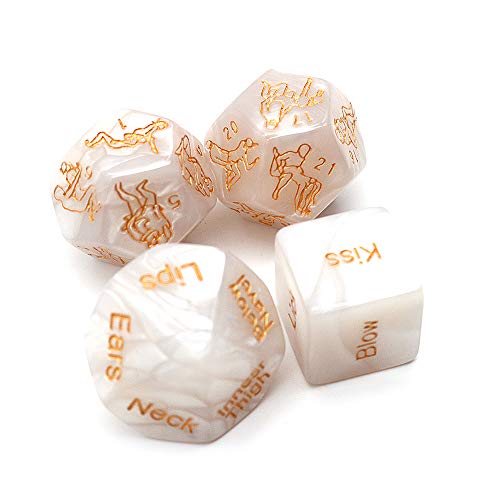 DollaTek 4PCS Lustiges Romantisches Rollenspiel-Würfelspiel, Neuheitsgeschenk für Flitterwochen-Junggesellenabschied, er und Ihr Brautduschen-Bräutigam-Braten, Brautpaar Hochzeitstag 2020 (Weiß) von DollaTek