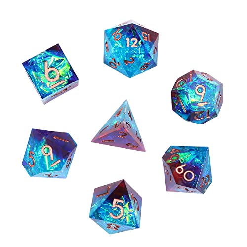 DollaTek Upscale Resin Transparent DND Würfelset Polyhedral Dice RPG Dice Dados Rol D4 D6 D8 D10 D12 D20 Würfelset – rot und blau von DollaTek