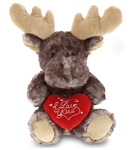 DolliBu I Love You Valentine Plüsch bräunlich sitzender Elch – niedliches Stofftier mit rotem Herz und Namen, Personalisierungsgeschenk für Valentinstag, Geburtstag, Jahrestag, romantisches Datum DolliBu I Love You Valentine Plüsch bräunlich sitzender Elch – niedliches Stofftier mit rotem Herz und Namen, Personalisierungsgeschenk für Valentinstag, Geburtstag, Jahrestag, romantisches Datum von Dollibu