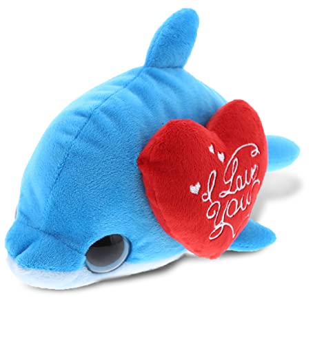 DolliBu I Love You Valentine Plüschtier mit großem Auge, blauer Delphin, niedliches Stofftier mit rotem Herz und Namen, Personalisierungsgeschenk für Valentinstag, Geburtstag, Jahrestag, romantisches DolliBu I Love You Valentine Plüschtier mit großem Auge, blauer Delphin, niedliches Stofftier mit rotem Herz und Namen, Personalisierungsgeschenk für Valentinstag, Geburtstag, Jahrestag, romantisches von Dollibu
