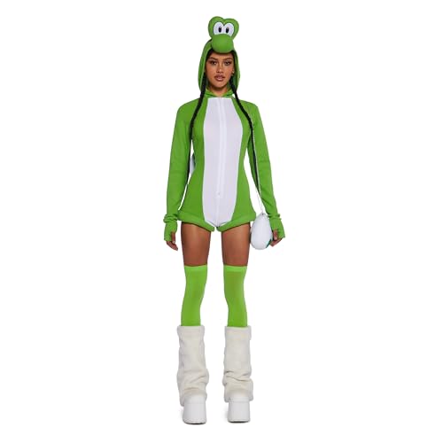 Dolls Kill Dino Friend Kostüm-Set von Trickz N' Treatz – Entzückender Strampler mit Kapuze mit Dino-Details und Plüsch-Eier-Geldbörse – Größe S von Dolls Kill