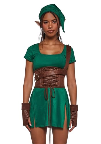 Dolls Kill Grünes Elfen-Abenteurer-Kostüm von Trickz N' Treatz, Schwarz, XX-Small von Dolls Kill