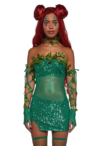 Dolls Kill Toxic Vines Bösewicht-Kostüm – Premium von Trickz N' Treatz, Grün , X-Small von Dolls Kill