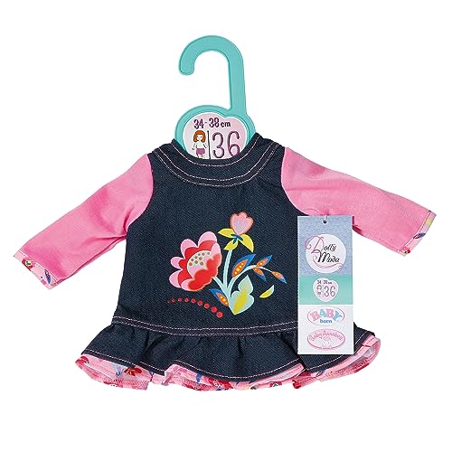 Dolly Moda, Puppenkleidung, Jeans Kleid Blumen 36cm, Jeanskleid mit rosa Langarm-Shirt, 871508, Zapf Creation Dolly Moda, Puppenkleidung, Jeans Kleid Blumen 36cm, Jeanskleid mit rosa Langarm-Shirt, 871508, Zapf Creation von Dolly Moda