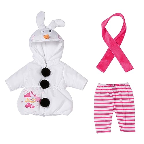 Dolly Moda, Puppenkleidung, Puppenkostüm, Kostüme Schneemann 43cm, Kostüm für Puppen bestehend aus Overall, Leggings, Schal und Kleiderbügel, 871591, Zapf Creation von Dolly Moda