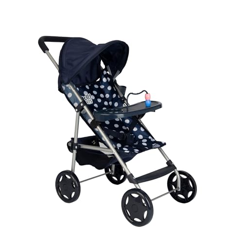 Dolly Tots Marineblauer Spielzeit-Puppenbuggy | Kinder-Puppenwagen mit abnehmbarem Spieltisch | Puppen-Stroller Spielzeug mit Schirm-Faltmechanismus | Rollenspiel-Puppenbuggy für Kinder | Ab 3 Jahren von Dolly Tots