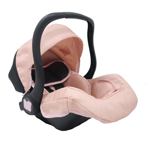 Dolly Tots Puppen-Autositz in Pink & Schwarz | Reise-Autositz für Puppen mit Stauraum | Puppen-Autositz & Reisesitz | Pinker Puppensitz mit geometrischem Design | Puppenwagen, Buggy & Puppenzubehör fü von Dolly Tots