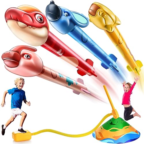 Dino Raketen, Jungenspielzeug, Alter 4 5 6 Jahre, Kinder Raketenwerfer, Stomp-Spielzeugrakete für 3–7 Jahre alte Kinder, Spielzeugrakete für Kinder für Jungen und Mädchen im Alter von 3–10+ Jahren von Doloowee