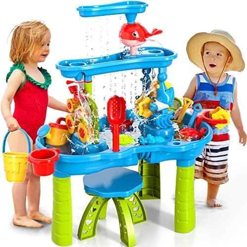 Doloowee 7-Teiliges Sandspielzeug Set mit Eimer, Spielzeug zum Sandgraben für 3-6 Jahre alt Jungen Mädchen von Doloowee