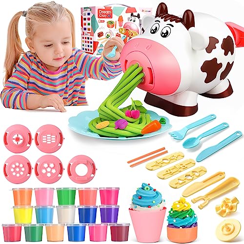 Doloowee Playdough Sets Play Dough Tools, Kitchen Creations Noodle Playset and Ice Cream Maker Machine Playdough Kit for Toddlers,34 5 6 Year Boys and Girls (16 Color) von Doloowee