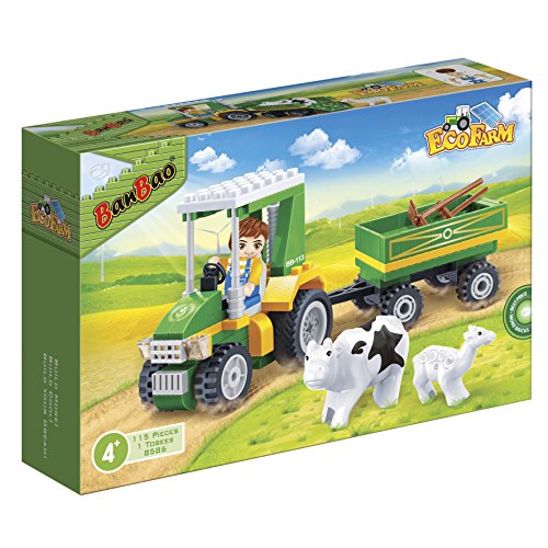 BanBao Traktor mit Anhänger - Konstruktionsspielzeug, 115 Teile, 5-12 Jahre, 13 cm x 13 cm x 3 cm, Unisex, Grün von BanBao
