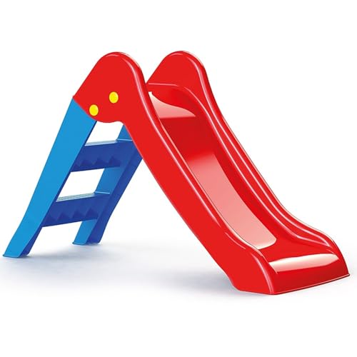 DOLU - Meine erste mittelgroße Gartens rutsche für Kinder - Blaue Leiter und rote Rutsche, klappbar für den Innen- oder Außenbereich (H70cm x L111 x B104 cm) von DOLU