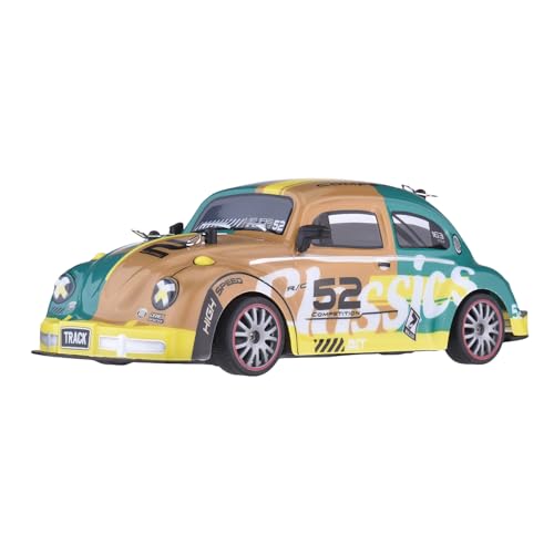 Domary 1/18 Skala 2,4 G RC Drift Car 4WD Fernbedienungsauto mit Sprühfunktion LED -Leuchten für Jungen Madchen Erwachsene Rennspielzeug Rennspielzeug (Gelbe und grüne 2 Batterien) von Domary