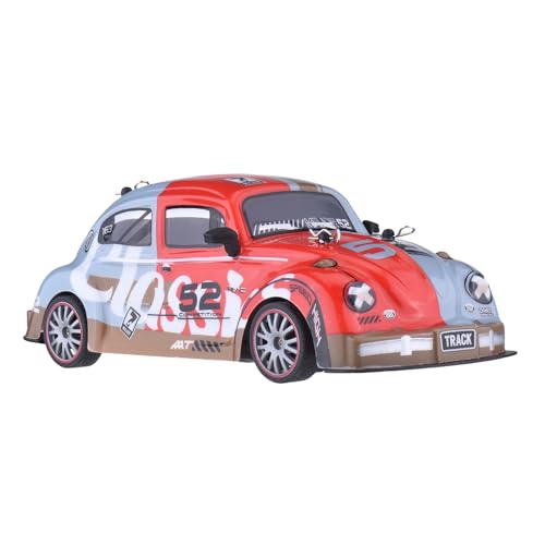 Domary 1/18 Skala 2,4 G RC Drift Car 4WD Fernbedienungsauto mit Sprühfunktion LED -Leuchten für Jungen Madchen Erwachsene Rennspielzeug Rennspielzeug (Rot und grau 2 Batterien) von Domary