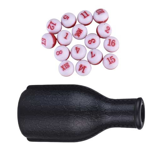 Domary Billiard Shaker Flasche Nummerierte Bälle Dices Snooker Accessoire, Poolflaschensets für Shaker und Zices -Set mit Billardvorräten (Schwarz) von Domary