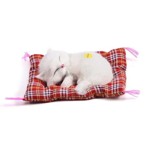 Domary Simulation Sleeping Cat Plush Toy Stoffed Doll Home Dekoration, Lebendig und Lebensecht, Gutes Geschenke (Alle weißen Nickerchenkatze) von Domary