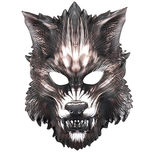 Domasvmd 3D Wolf Maske Maske Halloween Party Kostüm Cosplays Maske für Erwachsene Mann Frauen Gruselige Tier Halbgesichtsmaske Geschenke 3D Maske von Domasvmd