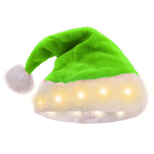 Domasvmd 5 Stück Unisex-LED-Weihnachtsmannmütze, weiche und bequeme Bommelmütze, Kopfbedeckungen für Weihnachtsfeiern und Foto-Requisiten, Unisex, Nikolausmütze von Domasvmd