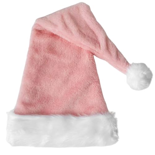 Domasvmd Blingbling Weihnachtsmütze aus dickem Plüsch und weißer pelziger Krempe für Weihnachtsfeiern, Verkleidungen, Cosplay, Nikolausmützen für Erwachsene von Domasvmd
