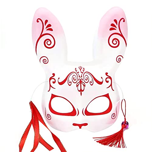 Domasvmd Fox-Mask Handbemalte Hasenohren-Maske, Tier-Cosplay, Halbgesichtsmaske, Maskerade, Party, Halloween, Kostüm, Requisiten, halbe Gesichtsmaske von Domasvmd