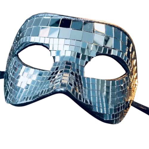 Domasvmd Maskerade-Maske für Damen, Glitzer, Party, Abschlussball, Ball, helles Silber, Augenabdeckung, Maske, Halloween, Halbgesichtsmaske für Halloween von Domasvmd