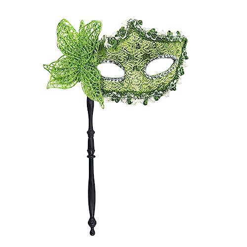 Domasvmd Maskerade-Maske mit Halte-Schmetterlingsmaske, halbe Gesichtsmaske, Halloween-Party-Maske, Abend-Maske für Karneval, Karneval, Halloween-Party-Maske mit Halte-Maske, für Abschlussball von Domasvmd