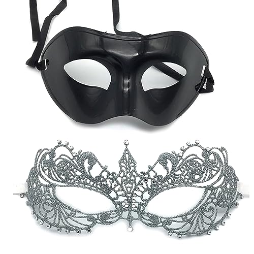Domasvmd Paar Maskerade Maske Halloween Kostüm Maske Karneval Maske Cosplay Party Kostüm Ball Hochzeit Party Maske Spitze Cosplay Maske von Domasvmd
