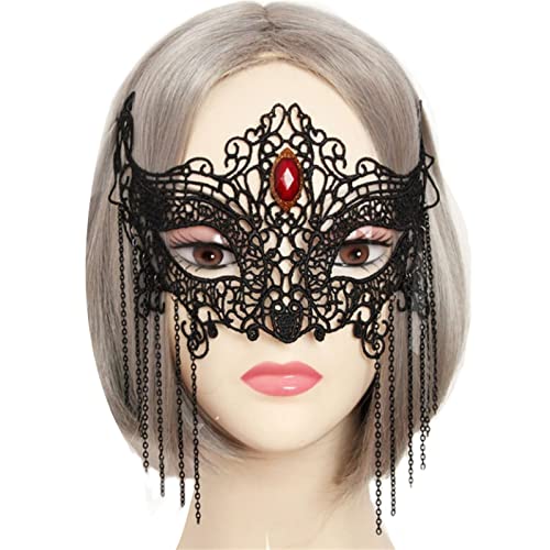 Domasvmd Schwarze Maskerade-Maske, Halbgesichtsmaske, Spitzen-Augenmaske, Halloween-Party-Maske, Abend-, Ball-Maske, Maske für Damen, Spitzen-Augenmaske, schwarze Maske, Halloween-Party-Maske, halbe von Domasvmd