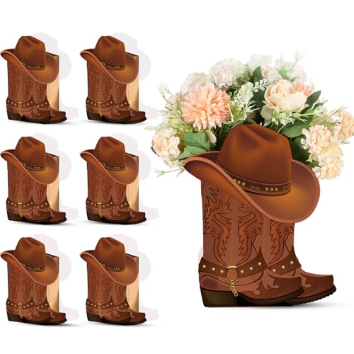 Domensi 8er-Set Western-Cowboystiefel-Blumenkästen, Tafelaufsatz, Stiefelform, Dekoration, Western-Motto-Party, Stiefel, Geschenk für Cowboy, Cowgirl, Geburtstag, Party, Babyparty, Hochzeitsbedarf von Domensi