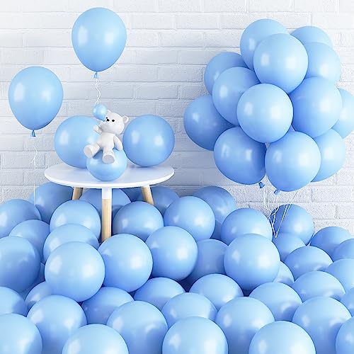 60 Stück Luftballons Blau 12 Zoll Pastell Blau Latex Luftballons Macaron Baby Blau Helium Partyballon Set für Junge Babyparty Hochzeitstag Verlobung JubiläUm Geschlecht Geburtstag Party Dekoration von Domgoge