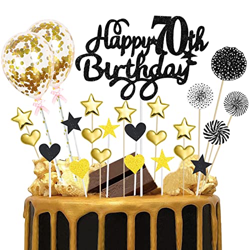 70. Geburtstag Deko Mann Schwarz Gold Tortendeko Glitzer Happy 70th Birthday Cake Topper für 70 Jahre Alt Geburtstagsparty Kuchen Kuchendeckel Cupake Topper Party Dekoration 70. Geburtstag Deko Mann Schwarz Gold Tortendeko Glitzer Happy 70th Birthday Cake Topper für 70 Jahre Alt Geburtstagsparty Kuchen Kuchendeckel Cupake Topper Party Dekoration von Domgoge