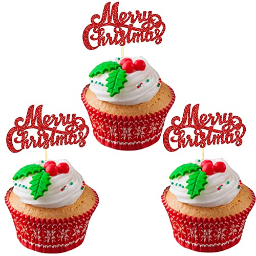 Cake Topper Weihnachten, Cupcake Topper Weihnachten, 24 Stück Tortendeko Merry Christmas, Rot Tortendeko Frohe Weihnachten, Kuchen Deko Weihnachten für Xmas Neujahr Feier Party Dekorationen Cake Topper Weihnachten, Cupcake Topper Weihnachten, 24 Stück Tortendeko Merry Christmas, Rot Tortendeko Frohe Weihnachten, Kuchen Deko Weihnachten für Xmas Neujahr Feier Party Dekorationen von Domgoge