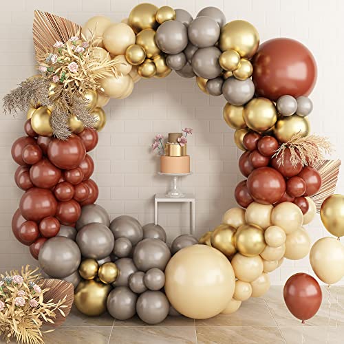 Luftballons Girlande Braun Beige 101 Stück Retro Braun Grau Aprikose Metallic Gold Luftballons Girlande Kit Geburtstag Luftballons Girlande für Bär Boho Babyparty Braut Hochzeitstag Party Dekorationen von Domgoge