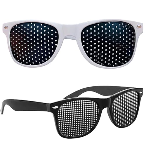 2 Stücke Lochbrille für Augentraining, Weiß Schwarze Gitterbrille Rasterbrille Pinhole Glasses Rasterbrille Augentraining Raster Brille Augentrainer Lochbrille zur Entspannung der Augen von Domicubes