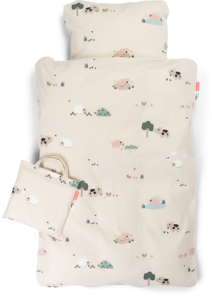 Done By Deer Bettwäsche-Set Tiny Farm 70x100 cm Babybett, Sand von Done By Deer