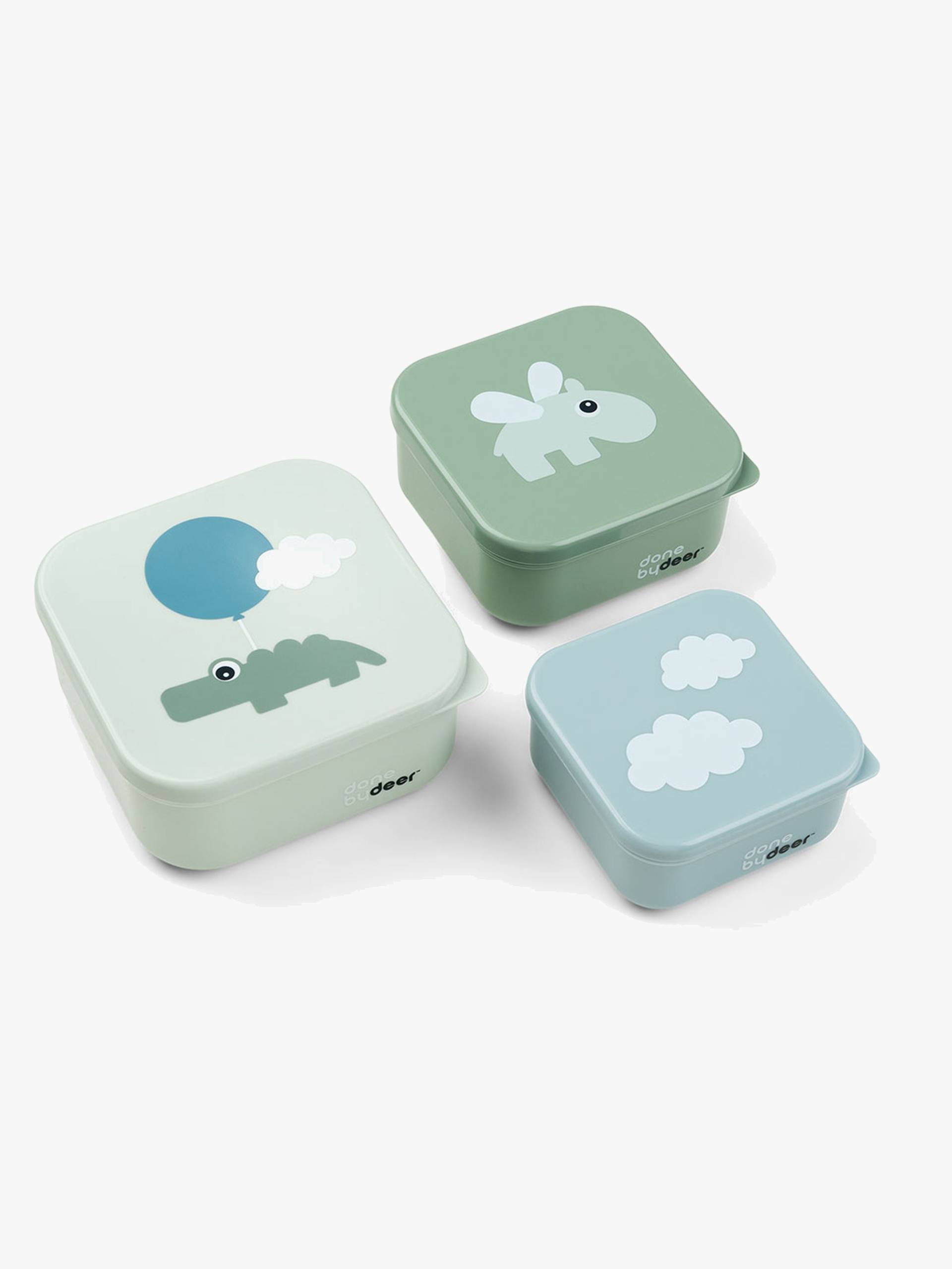 Done By Deer Happy Clouds Snackboxen 3er-Pack, Grün von Done By Deer