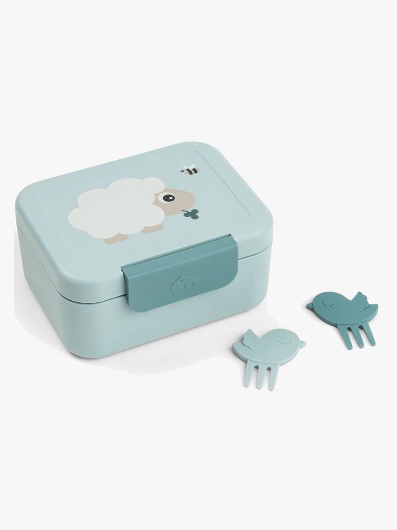 Done By Deer Tiny Farm Brotdose mit Snack Picks, Blue von Done By Deer