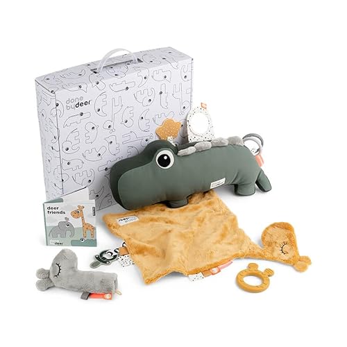 Done by Deer Geschenkbox Play Time Farbmix - Bauchzeit Babyspielzeug 0-6 Monate – Aktivitätsspielzeug Lagerungskissen Neugeborenen, Baby-Kuscheltuch mit Beissring, EIN Schmusetuch mit Beissring von Done by Deer