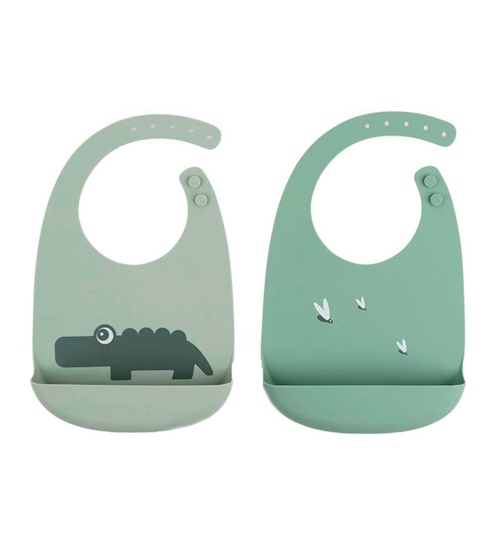 Done by Deer Lätzchen m. Tasche - 2er-Pack - Silikon - Croco Grü - Done by Deer - One Size - Lätzchen Done by Deer Lätzchen m. Tasche - 2er-Pack - Silikon - Croco Grü - Done by Deer - One Size - Lätzchen von Done by Deer